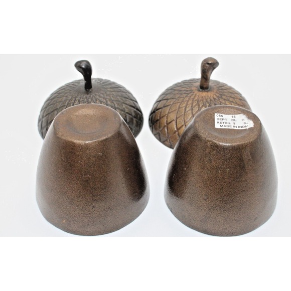 Cast Iron Acorn Shaped Votive Candle Holders Trinket Dish Set of 2 Heavy Decor - Picture 4 of 10